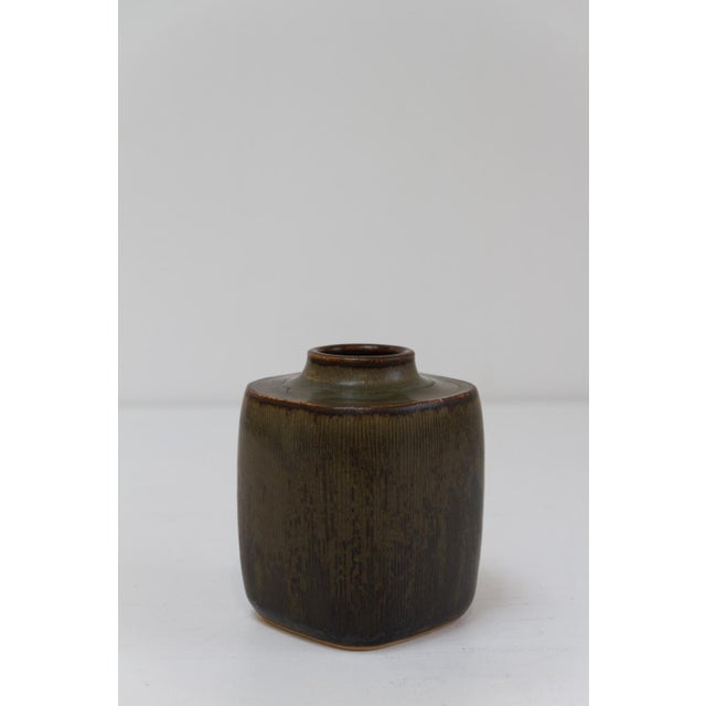 1950s Danish Green Stoneware Vase by Valdemar Petersen for Bing & Grondahl, 1950s For Sale - Image 5 of 18