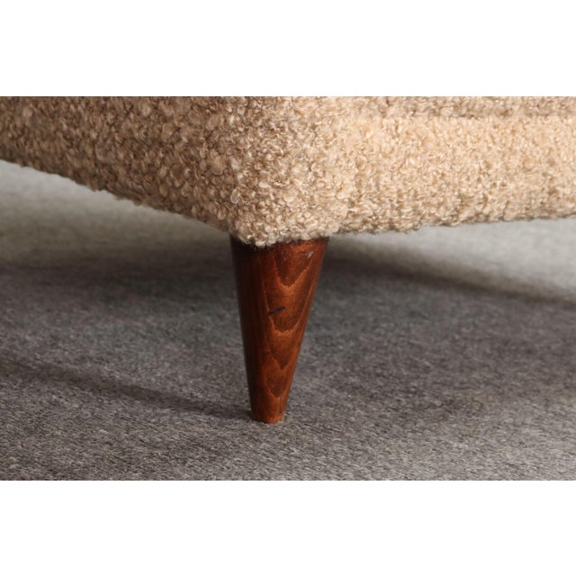 Pair of Italian Modernist High Back Lounge Chairs in Two-Tone Bouclé and Walnut For Sale - Image 12 of 18
