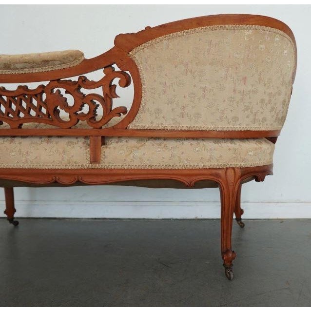 Antique Carved Walnut Victorian Conversation Settee For Sale - Image 15 of 16