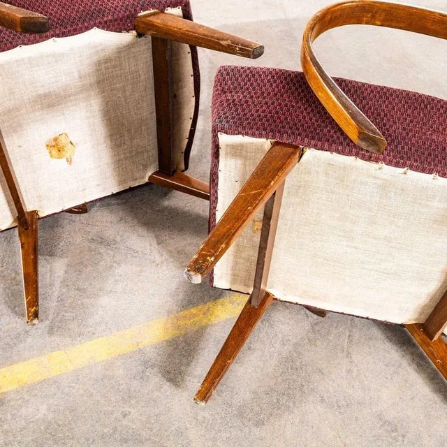 Maroon Armchairs with Geometric Aubergine Jacquard Sprung Seat by Jaroslav Šmídek, 1950s For Sale - Image 8 of 10