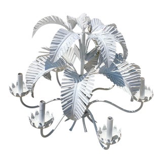 Vintage 1970s White Chandelier For Sale