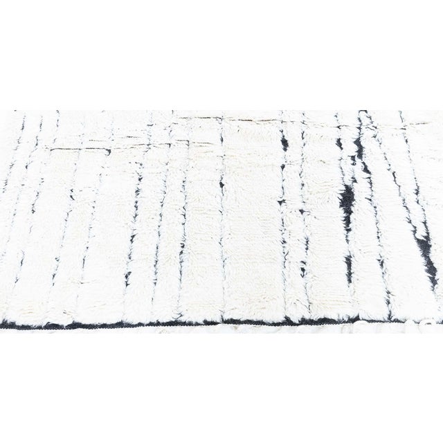 Tribal Modern Moroccan High-Low Wool Rug in Black and White by Doris Leslie Blau For Sale - Image 3 of 10