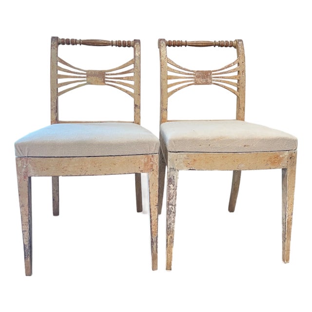 19c Swedish Antique Set of 2 Chairs For Sale