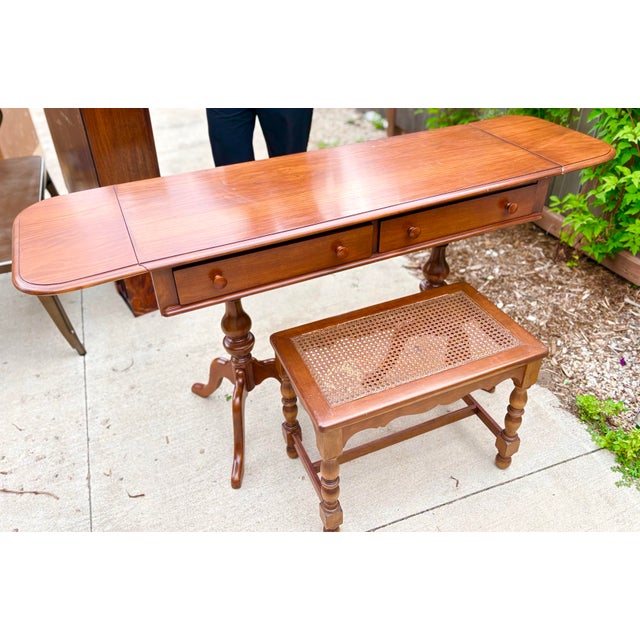 American 1940s Maple Make-Up Table and Bench For Sale - Image 3 of 3