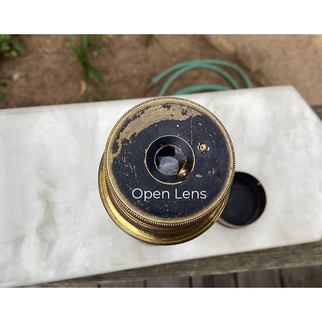 Nautical Rare Antique French Leather Wrapped Brass Nautical Maritime Telescope For Sale - Image 3 of 15