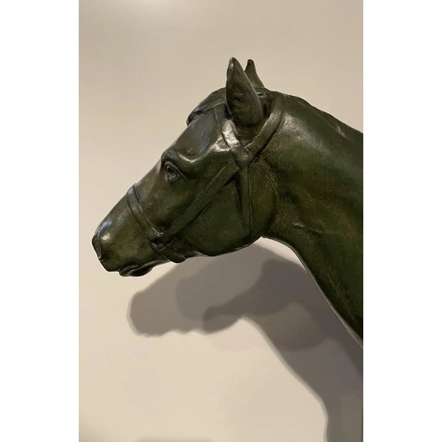 Metal M. de Mathelin, Horse Walking in Bronze with Green Patina, 1900s For Sale - Image 7 of 8