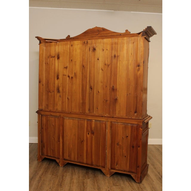 Large Custom Carved Pine Step Back Hutch For Sale - Image 10 of 13