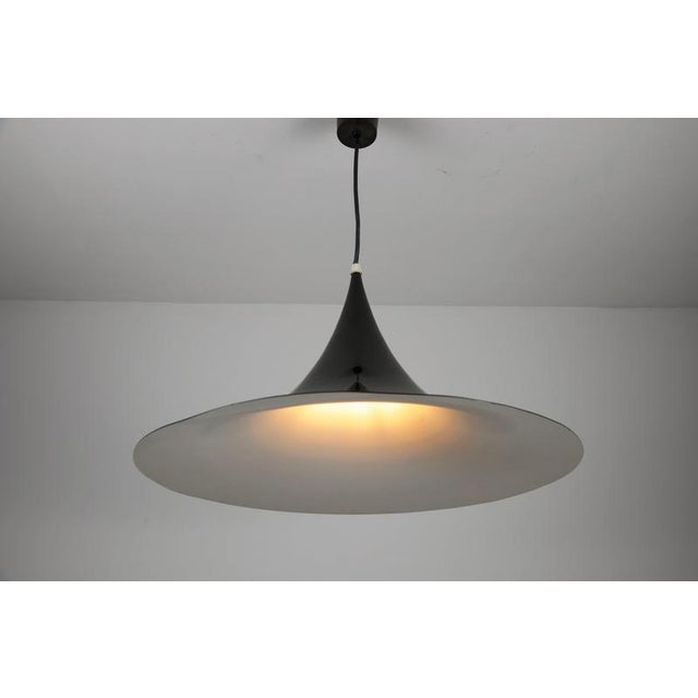 Metal Black Round Pendant Lamp from Fog & Mørup, 1970s For Sale - Image 7 of 10
