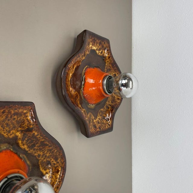 Fat Lava Ceramic Wall Lights from Hustadt Leuchten, Germany, 1970s, Set of 2 For Sale - Image 6 of 18