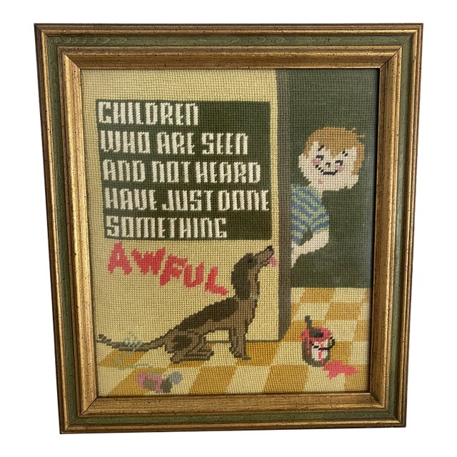 Vintage Needlepoint Art, Framed Chairish