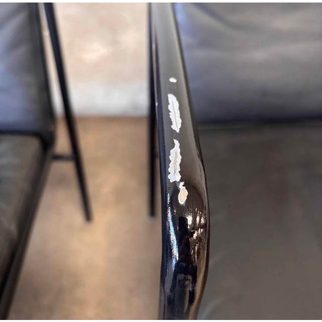 1990s Pair of Black Leather Brenda Arm Chairs by Antonio Citterio for Flexform #1 For Sale - Image 11 of 12