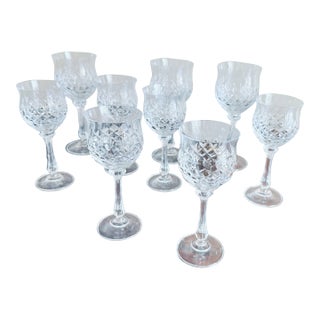 Vintage 1980s Mikasa Chateau Crystal Pattern Goblets - Set of 9 For Sale
