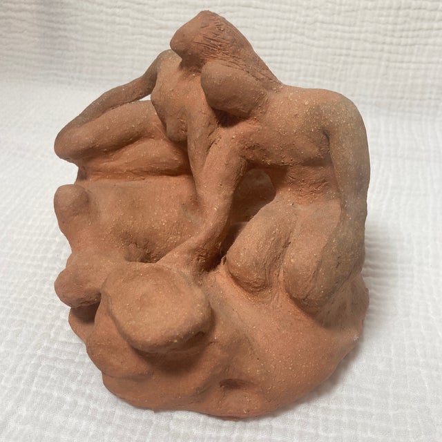 Mid-Century Modern Vintage Mid-Century Raw Terracotta Figural Maquette – Hand-Modeled Organic Modern Couple Sculpture For Sale - Image 3 of 12