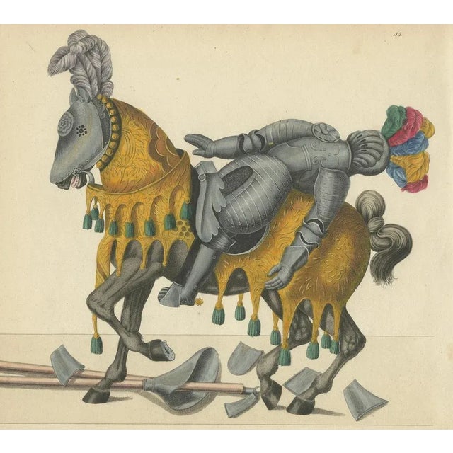 Fallen Knights and Horses Post-Joust, 1842, Lithograph For Sale - Image 6 of 8