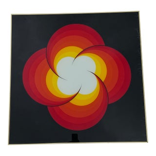 Large 1970's Floral Reverse Printed on Glass Wall Art by Turner. For Sale