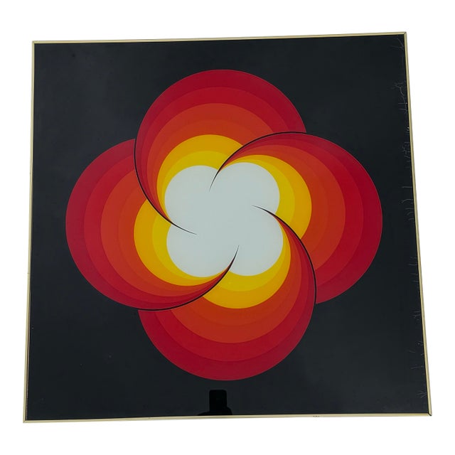 Large 1970's Floral Reverse Printed on Glass Wall Art by Turner. For Sale