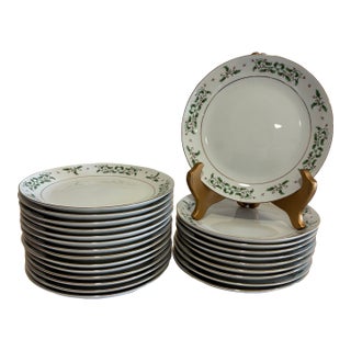 Vintage Holly & Berry Holiday Dessert Plates - Set of 24 For Sale