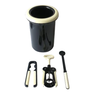 Italian Wine Cooler Ice Bucket, Bottle Opener, and Other Bar Tools, Circa 1980s