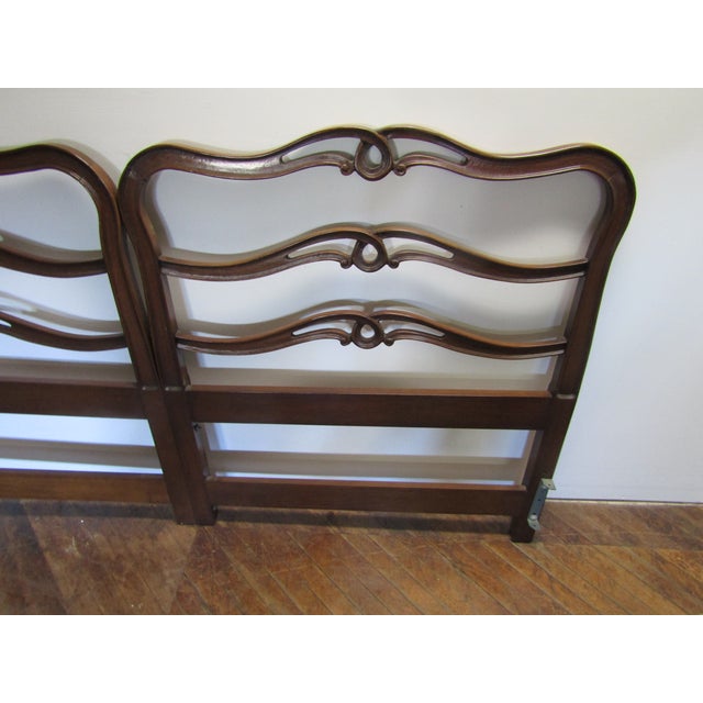 1960s King Size Ribbon Back Solid Mahogany Headboard For Sale - Image 5 of 9