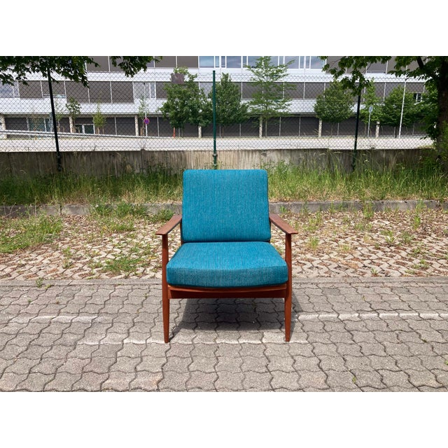 1960s Mid-Century Petrol and Teak Easy Chair from Wilhelm Knoll Antimott, 1965 For Sale - Image 5 of 18