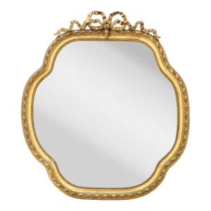 19th Century French Giltwood Mirror With Bow Crown