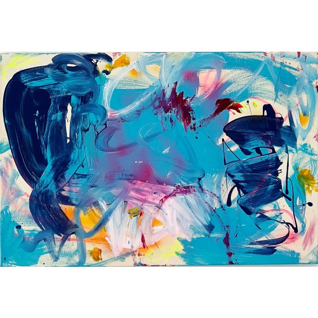 "Blue Dream" Contemporary Original Abstract Acrylic Painting by Amy Smith For Sale