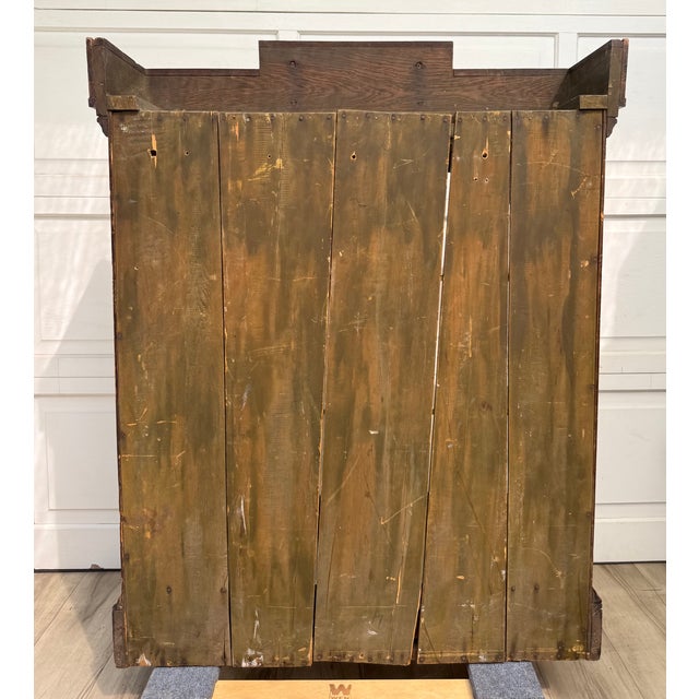 Early 1900s Architectural Oak Display Glass-Front Cabinet on Chest For Sale - Image 17 of 18