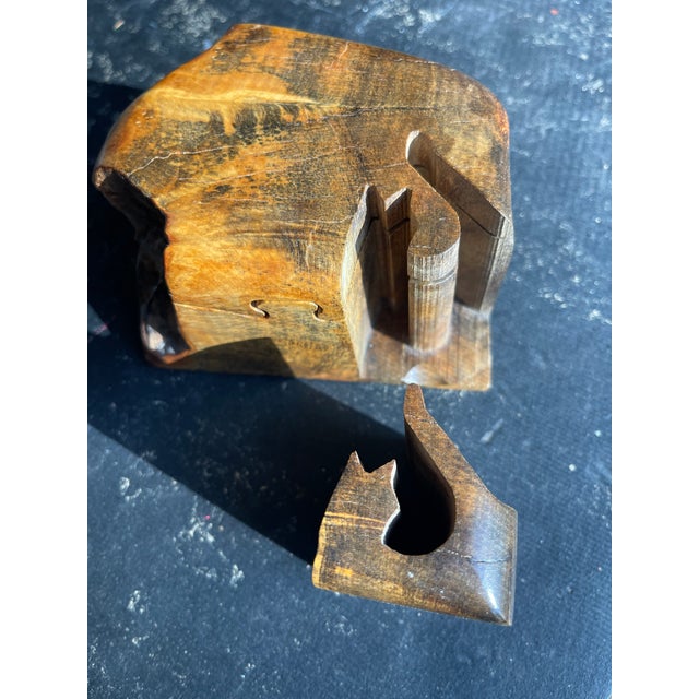 Vintage Signed Richard Rothbard Burlwood Live Edge Cat Puzzle Box Jewelry Box. A gorgeous secure place for Jewelry,...