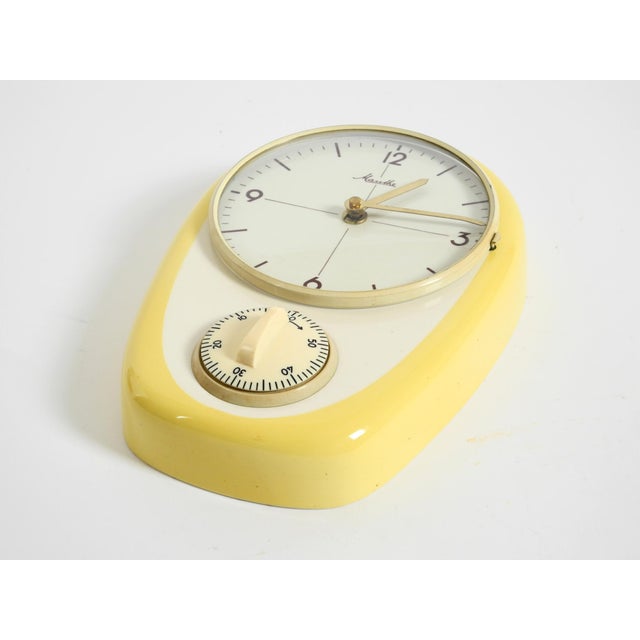 Mid-Century Modern Wall Clock by Mauthe with Glazed Ceramic Case, 1950s For Sale - Image 11 of 18