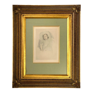Mary Cassatt Hand Colored Drypoint Etching on Paper, Margo Wearing a Bonnet (No. 1)