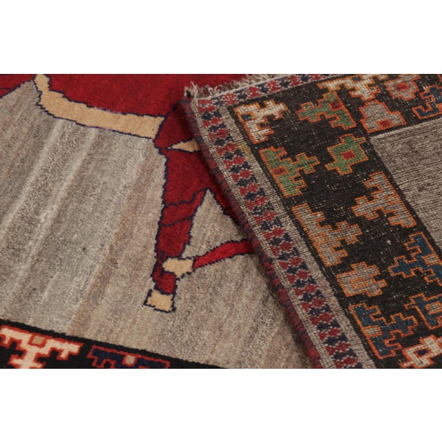 Gray Vintage Twin Horse Pictorial Gabbeh Rug by Rug & Kilim, Afghanistan, 1950-1959 For Sale - Image 8 of 9