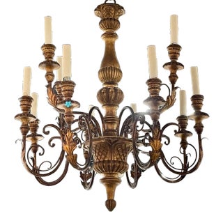 Antique Carved and Giltwood Italian Chandelier For Sale