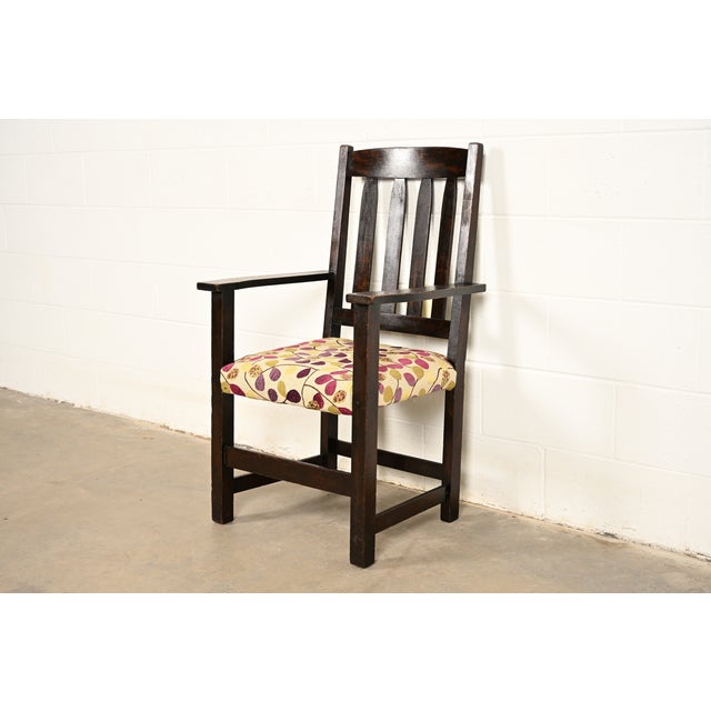 An exceptional antique Mission or Arts & Crafts period armchair or dining captain chair By Charles P. Limbert Co. USA,...