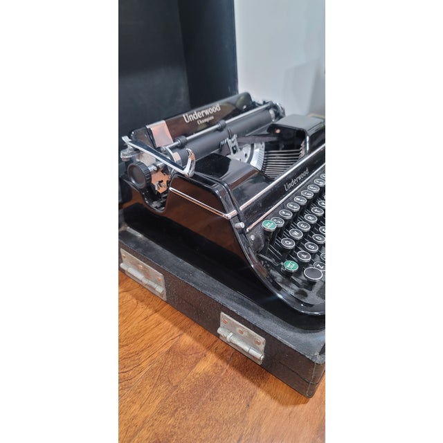 Underwood Champion Portable Typewriter With Tripod Stand Case 1940s For Sale - Image 9 of 9