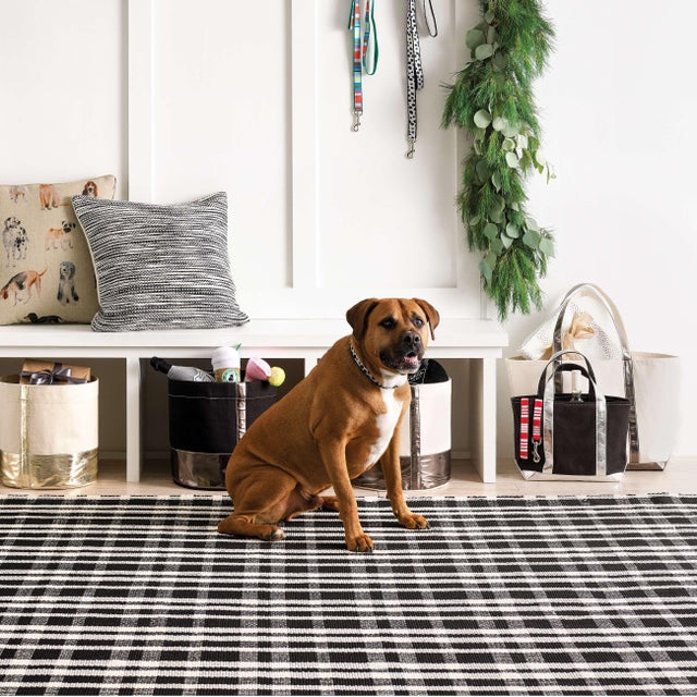 Contemporary Dash & Albert by Annie Selke Tattersall Black Indoor/Outdoor Rug, 2'6" x 18' For Sale - Image 3 of 6