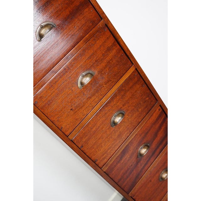 Wood Mid-Century Dutch Industrial Mahogany Apothecary Cabinet For Sale - Image 7 of 17