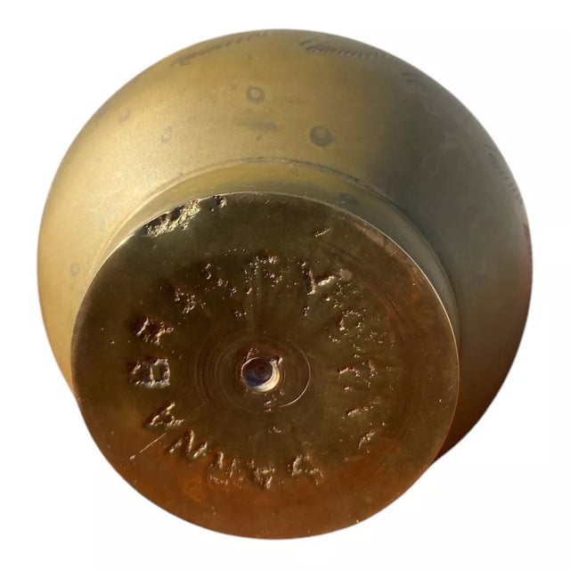 Mid-Century Sarna Brass Bud Vase With Etched Floral Design For Sale - Image 4 of 5