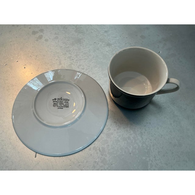 1970s Vintage Mikasa Avant Garde 4507 Mid-Century Modern (Mcm) Stoneware Cup and Saucer Set For Sale - Image 5 of 10