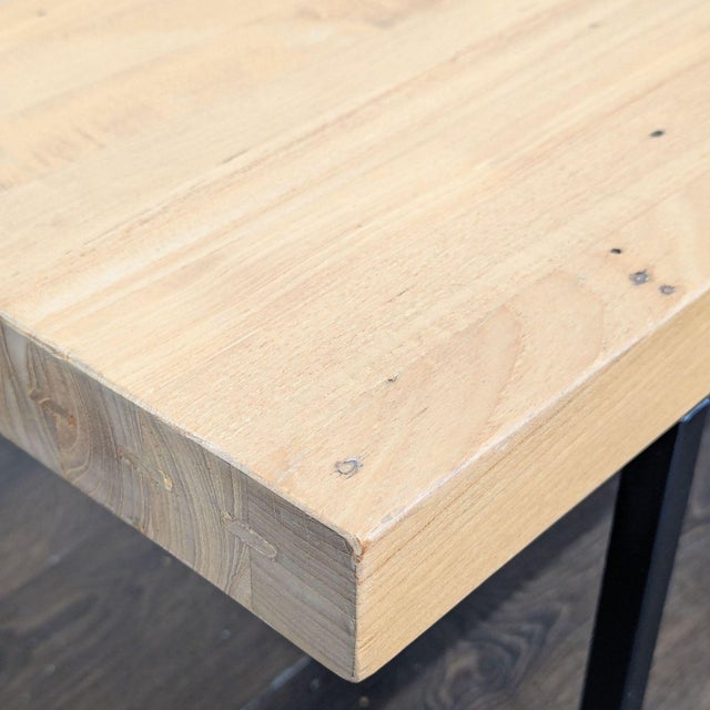 2010s Eq3 Modern Minimalist Wood Coffee Table With Black Metal Legs For Sale - Image 5 of 7