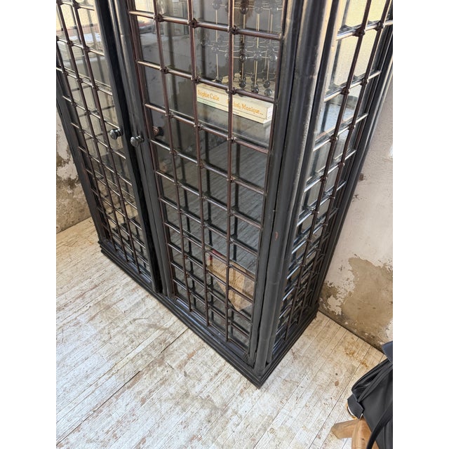 Antique Black Bamboo Glass-Fronted Bookcase, 1900s For Sale - Image 12 of 18