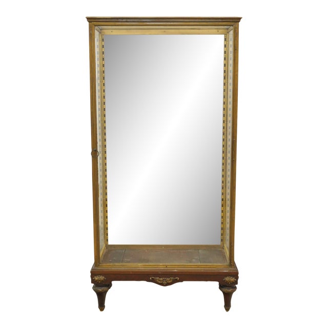 Vintage European Brass & Glass Vitrine Display Cabinet For Sale