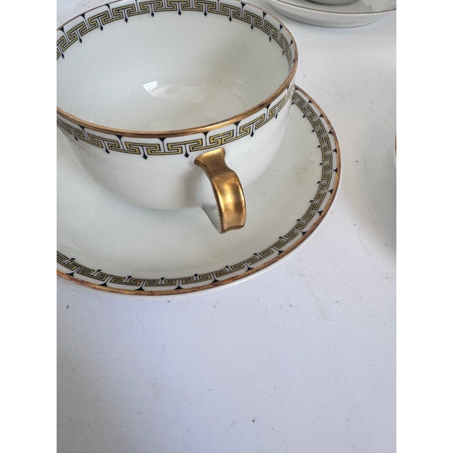 Art Deco 1910s Haviland Limoges Tea Coffee Cups, Gold and Black Greek Key - Set of 4 For Sale - Image 3 of 9