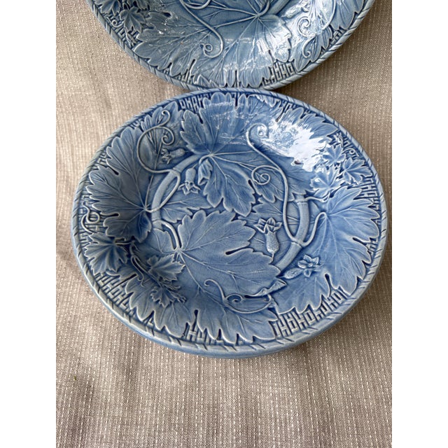 Rustic European Vintage Blue Bordallo Pinheiro Plates Set of 6 For Sale - Image 3 of 11