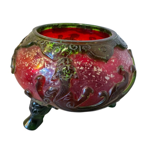 Red 18th Century Qianlong-Style Peking Glass Censer For Sale - Image 8 of 15
