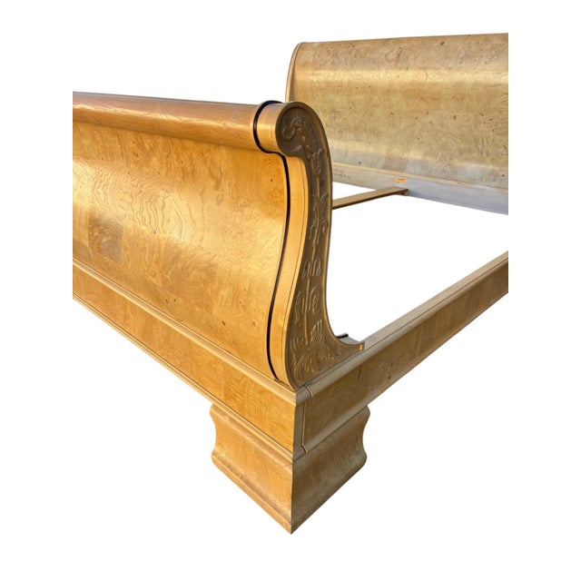 Vintage Henredon Charles X Collection King Sleigh Bed Light Burl Wood French For Sale - Image 17 of 18