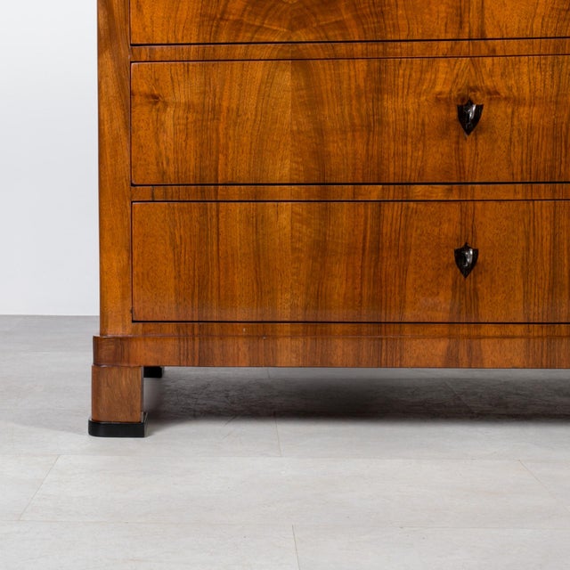 Biedermeier Chest of Drawers in Walnut Veneer, Germany, 19th Century For Sale - Image 3 of 15