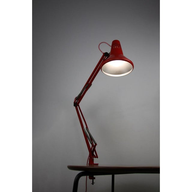 Red Adjustable Achitect Table Lamp by Tep, 1970s, in Very Good conditions. Designed 1970 to 1979 European Plug (up to...