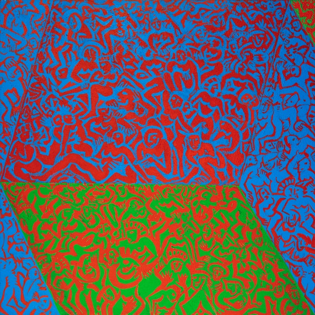 Abstract Expressionism 'Abstract Polyptych, 1984', Neo-Expressionist German School, Extra Large, Oversized, 79" X 79" For Sale - Image 3 of 18