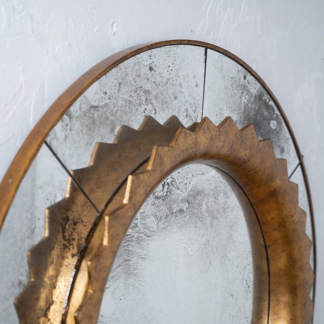 Glass Circular Antiqued Mirror in the Manner of Fratelli Marelli, c.1990s For Sale - Image 7 of 8