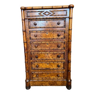 1900-1909 Rare Faux Bamboo Salesman Sample Miniature Chest of Drawers For Sale